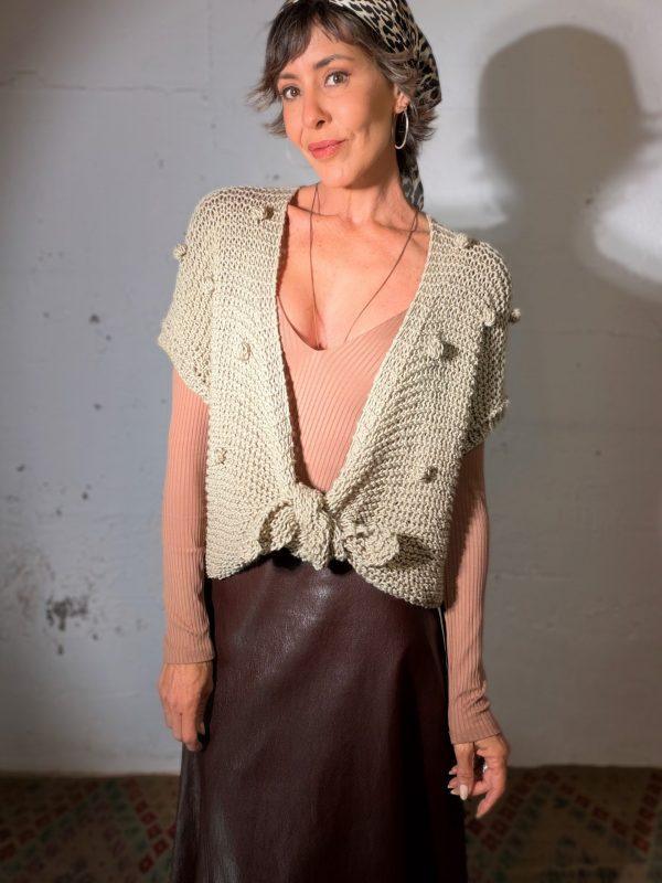 The Knot Vest in Grey fine yarn