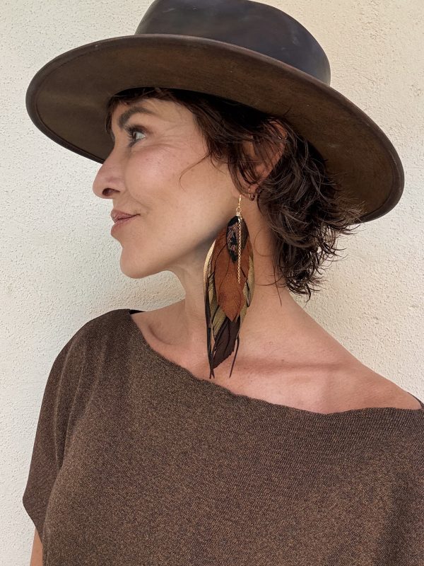 The Pluma Earring with Brown - Imagen 3