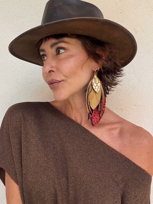 The Pluma Earring with Red