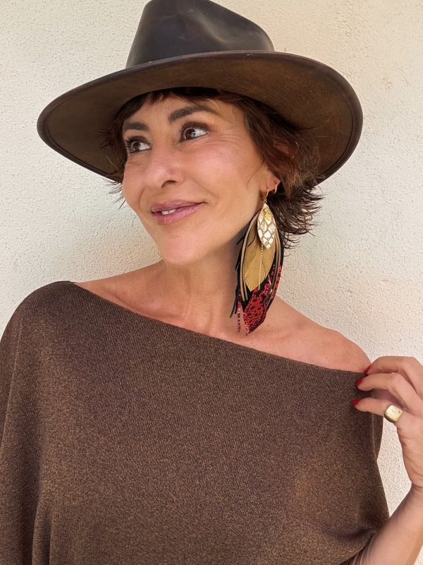 The Pluma Earring with Red - Imagen 2