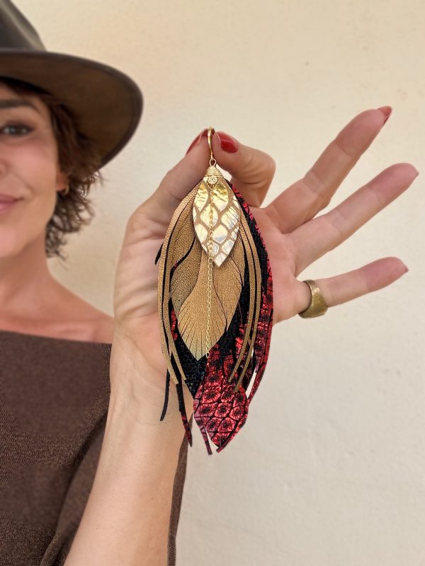 The Pluma Earring with Red - Imagen 3