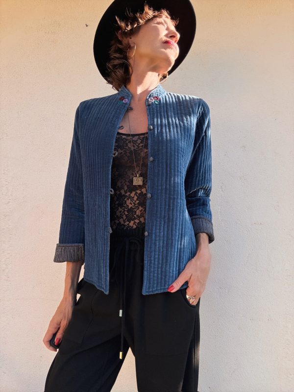 The Velvet Jacket in Blue