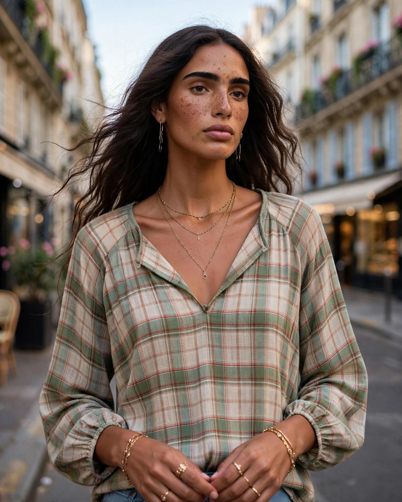 The Tartán Blouse Green