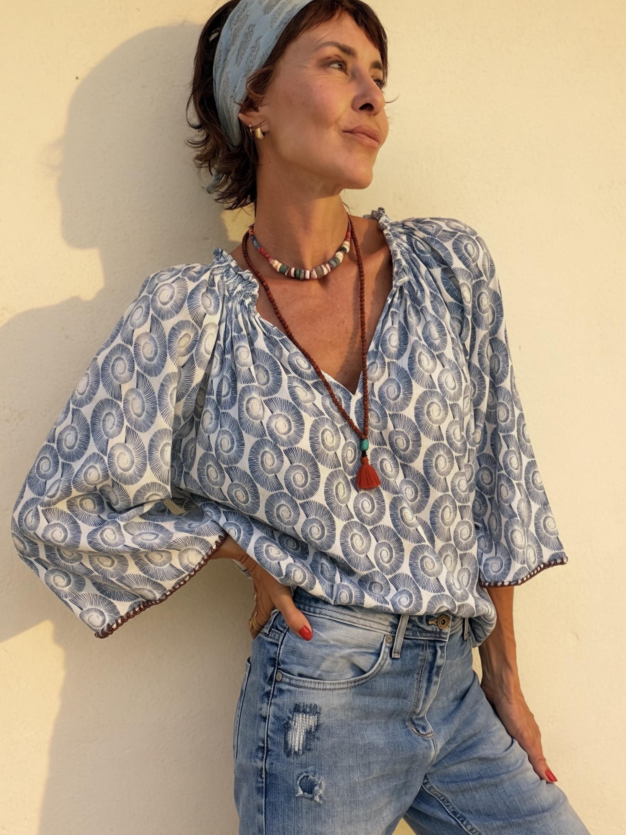 The Nautilus Blouse in Blue